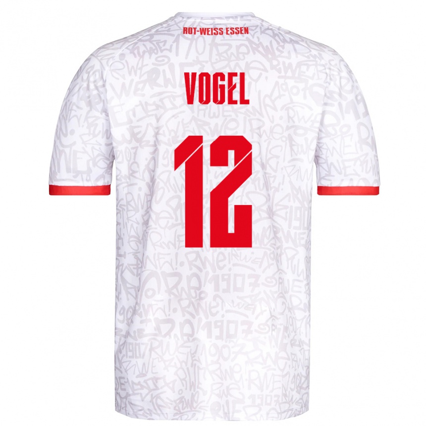 גברים כדורגל Colin Vogel #12 לבן אדום ג'רזי ביתית 2025/26