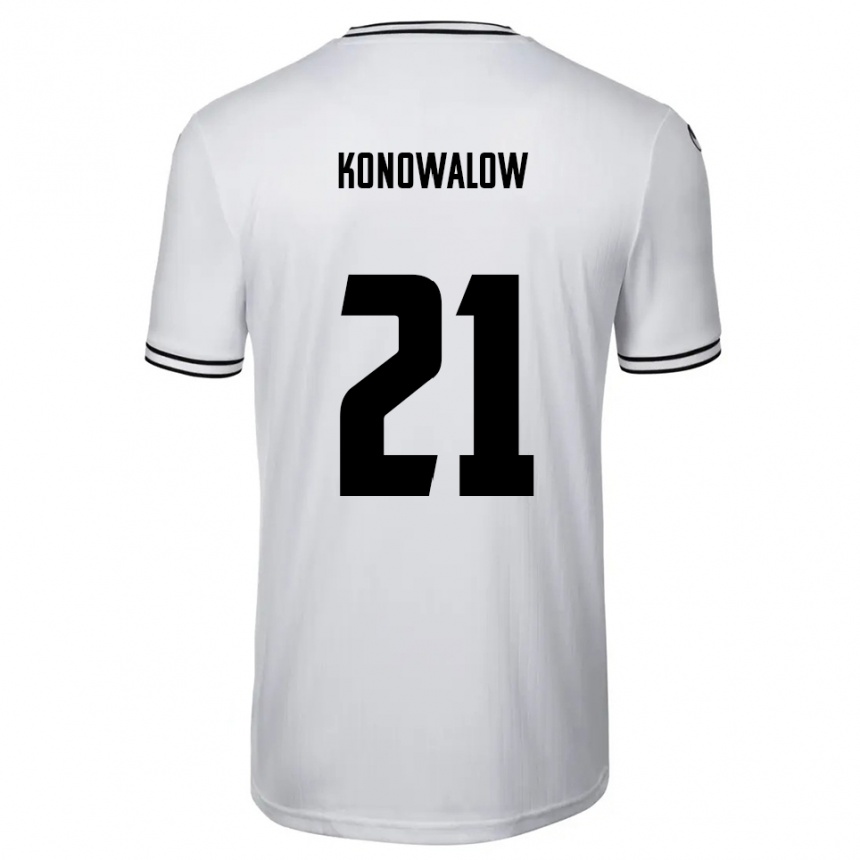 גברים כדורגל סטפן קונובלוב #21 לבן שחור ג'רזי ביתית 2025/26