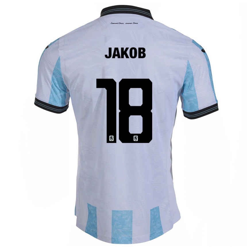 גברים כדורגל קיליאן ג׳אקוב #18 לבן תכלת ג'רזי ביתית 2025/26