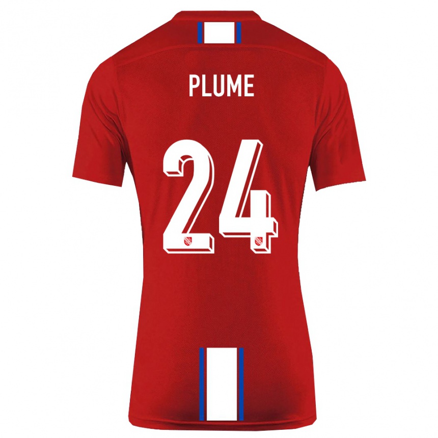 גברים כדורגל נואה פלומה #24 אדום לבן ג'רזי ביתית 2025/26