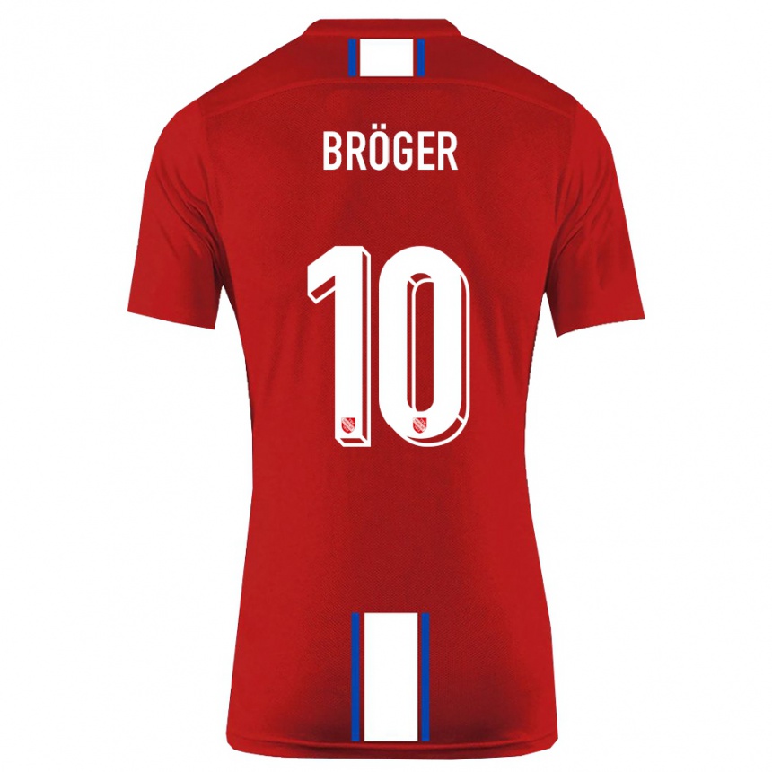 גברים כדורגל Linus Bröger #10 אדום לבן ג'רזי ביתית 2025/26