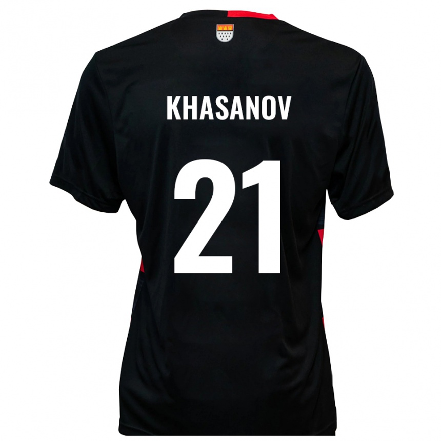 גברים כדורגל דני חאסנוב #21 שחור אדום ג'רזי ביתית 2025/26