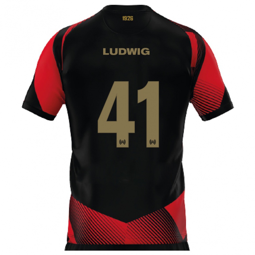 גברים כדורגל פין לודוויג #41 שחור אדום ג'רזי ביתית 2025/26