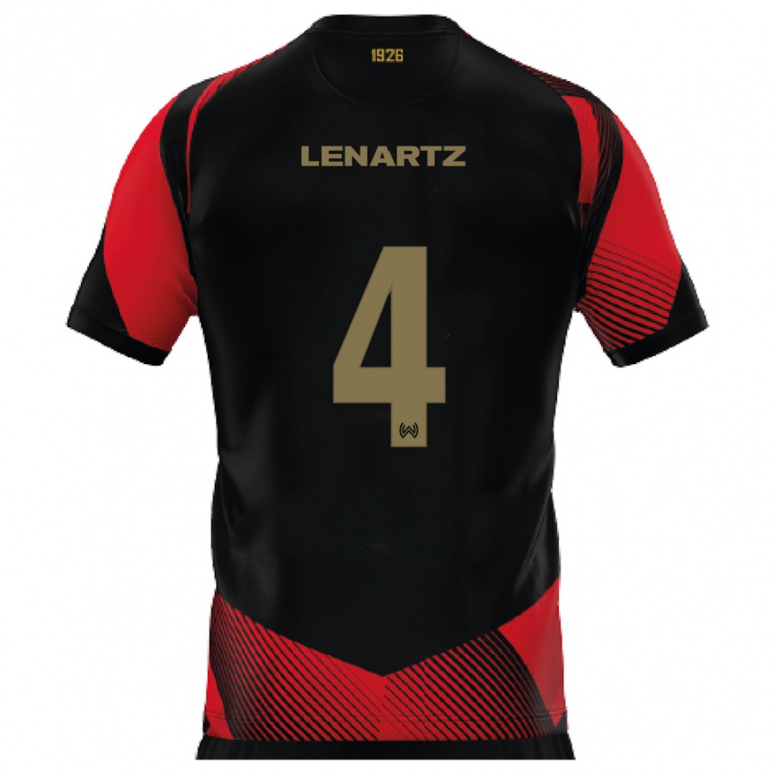 גברים כדורגל אוסקר לנרץ #4 שחור אדום ג'רזי ביתית 2025/26