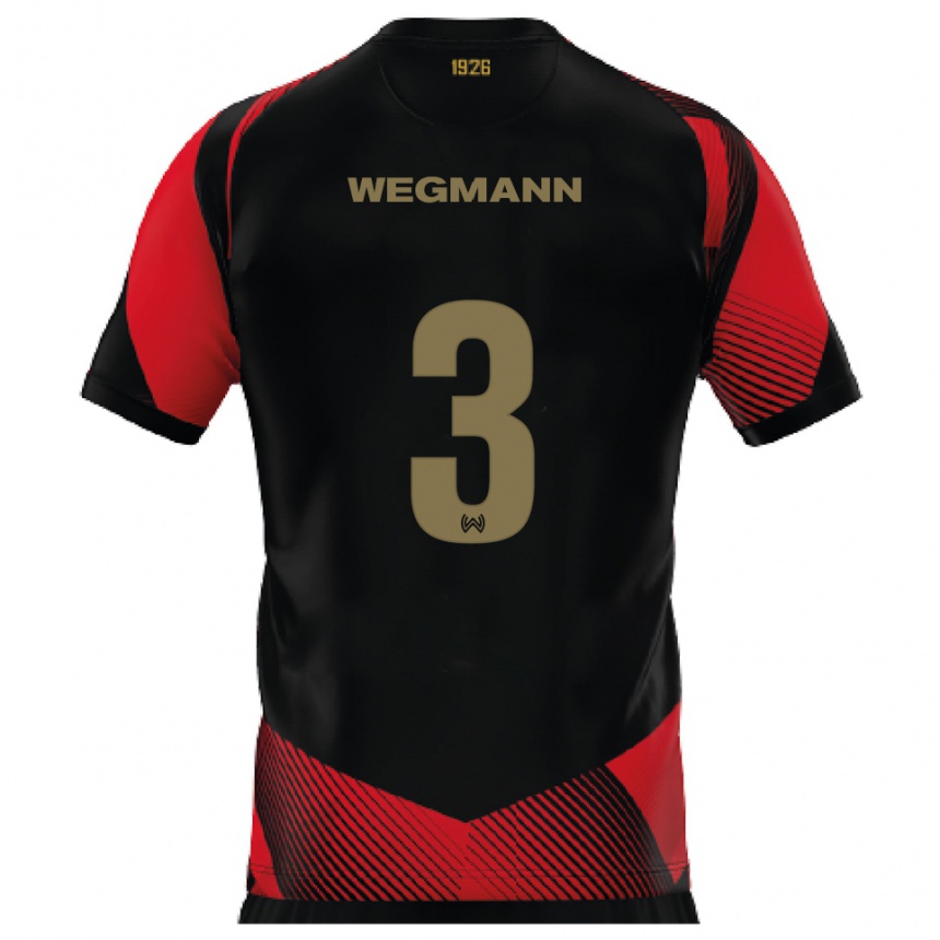 גברים כדורגל מריוס ווגמן #3 שחור אדום ג'רזי ביתית 2025/26