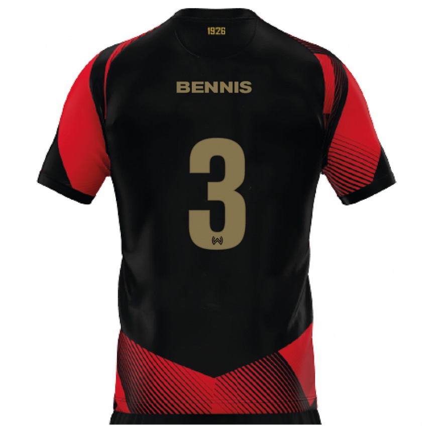 גברים כדורגל עמיר בניס #3 שחור אדום ג'רזי ביתית 2025/26