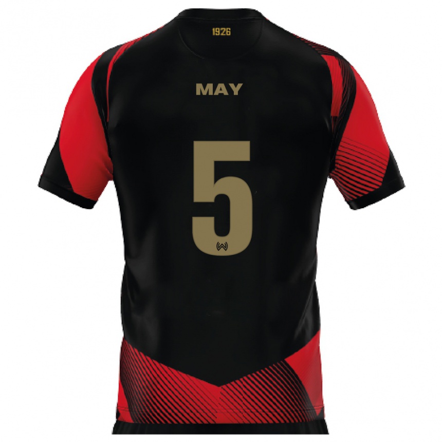 גברים כדורגל ניקלאס מאי #5 שחור אדום ג'רזי ביתית 2025/26