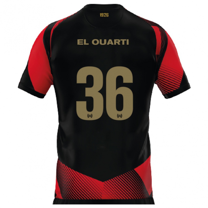 גברים כדורגל Nassim El Ouarti #36 שחור אדום ג'רזי ביתית 2025/26