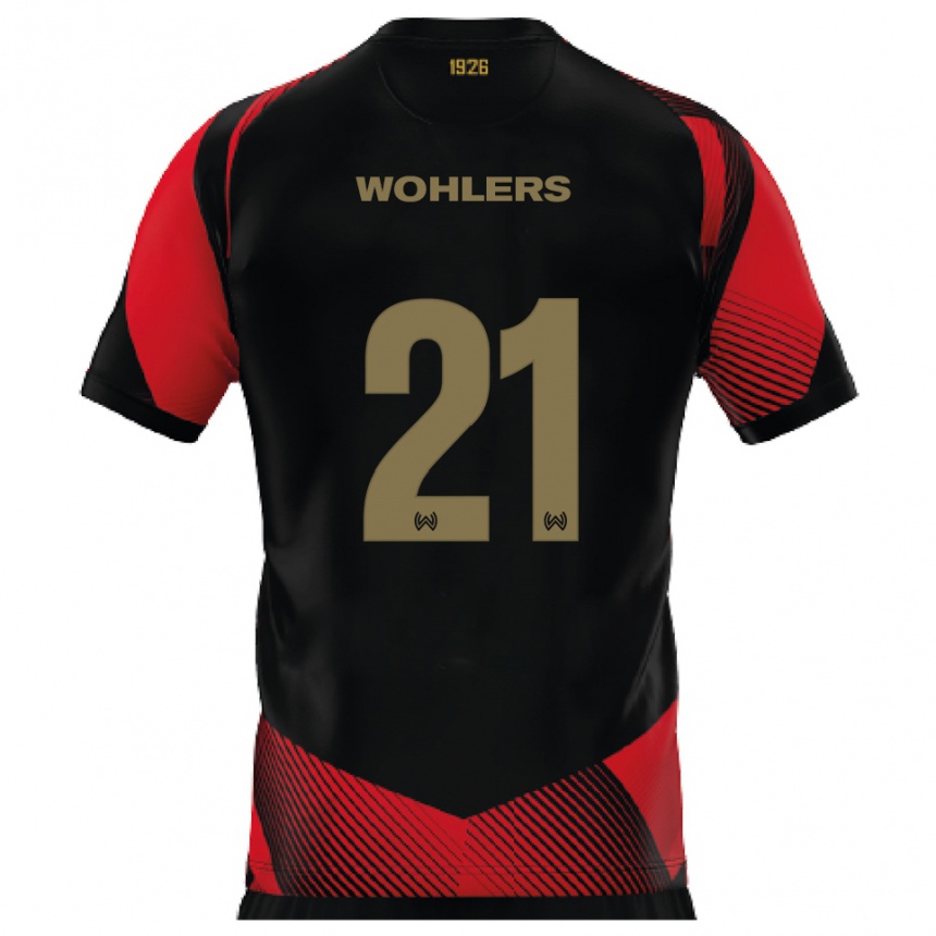 גברים כדורגל אולה וולרס #21 שחור אדום ג'רזי ביתית 2025/26