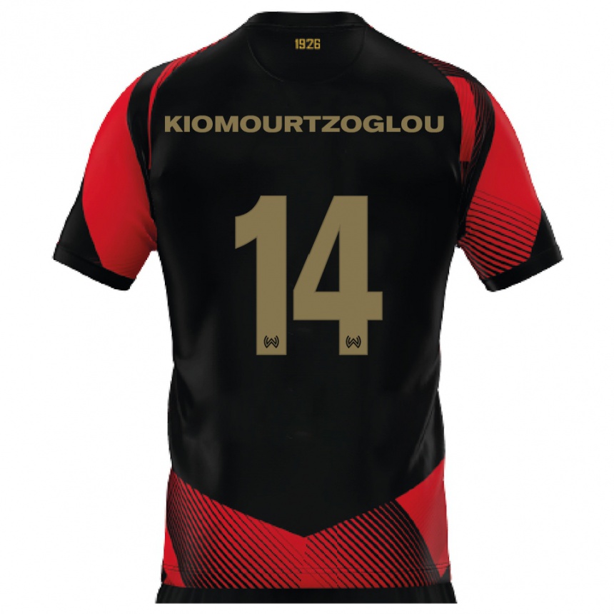 גברים כדורגל Orestis Kiomourtzoglou #14 שחור אדום ג'רזי ביתית 2025/26
