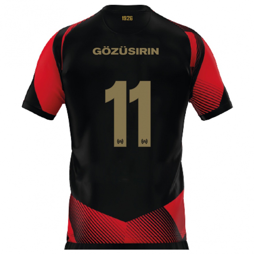 גברים כדורגל Tarik Gözüsirin #11 שחור אדום ג'רזי ביתית 2025/26