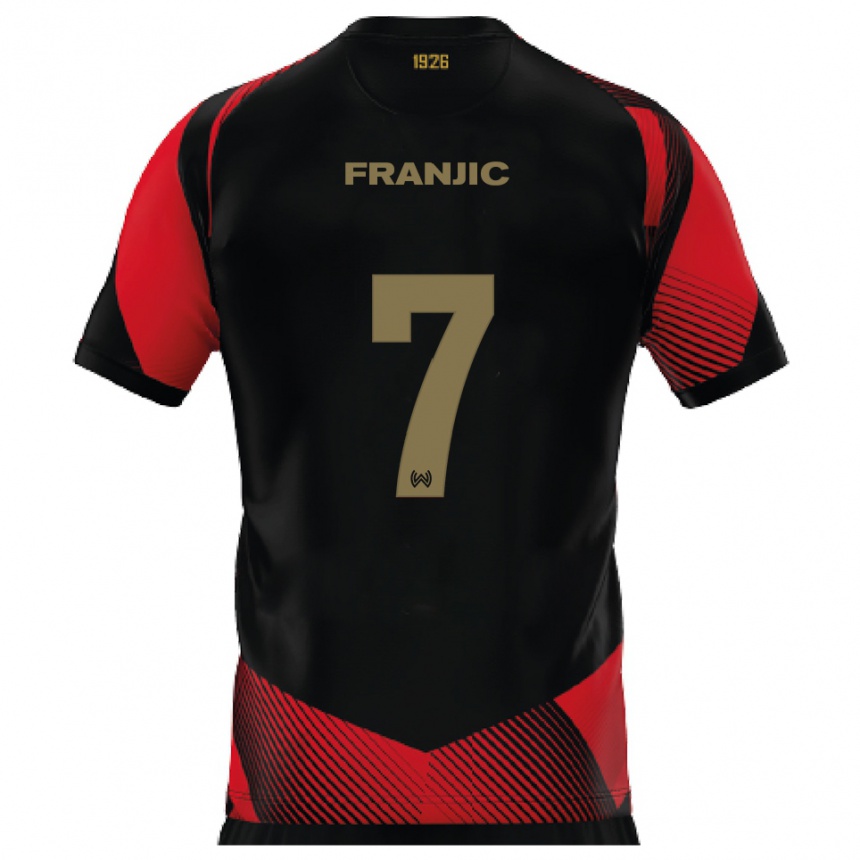 גברים כדורגל איוון פרנג'יץ' #7 שחור אדום ג'רזי ביתית 2025/26