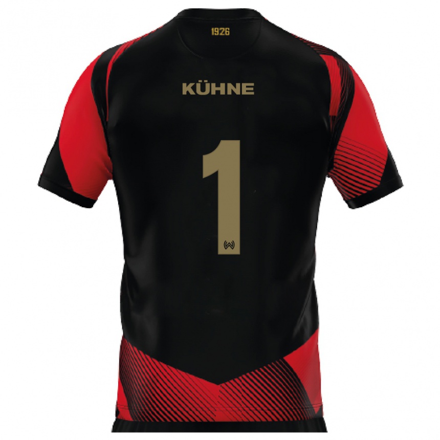 גברים כדורגל Lars Kühne #1 שחור אדום ג'רזי ביתית 2025/26