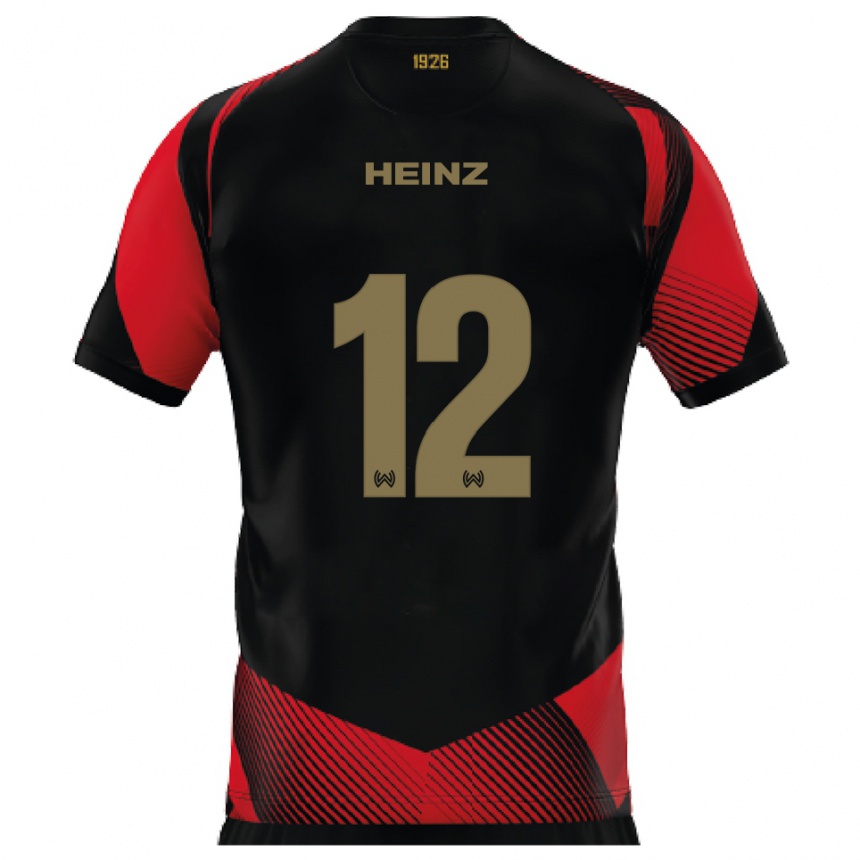 גברים כדורגל לוין פין היינץ #12 שחור אדום ג'רזי ביתית 2025/26