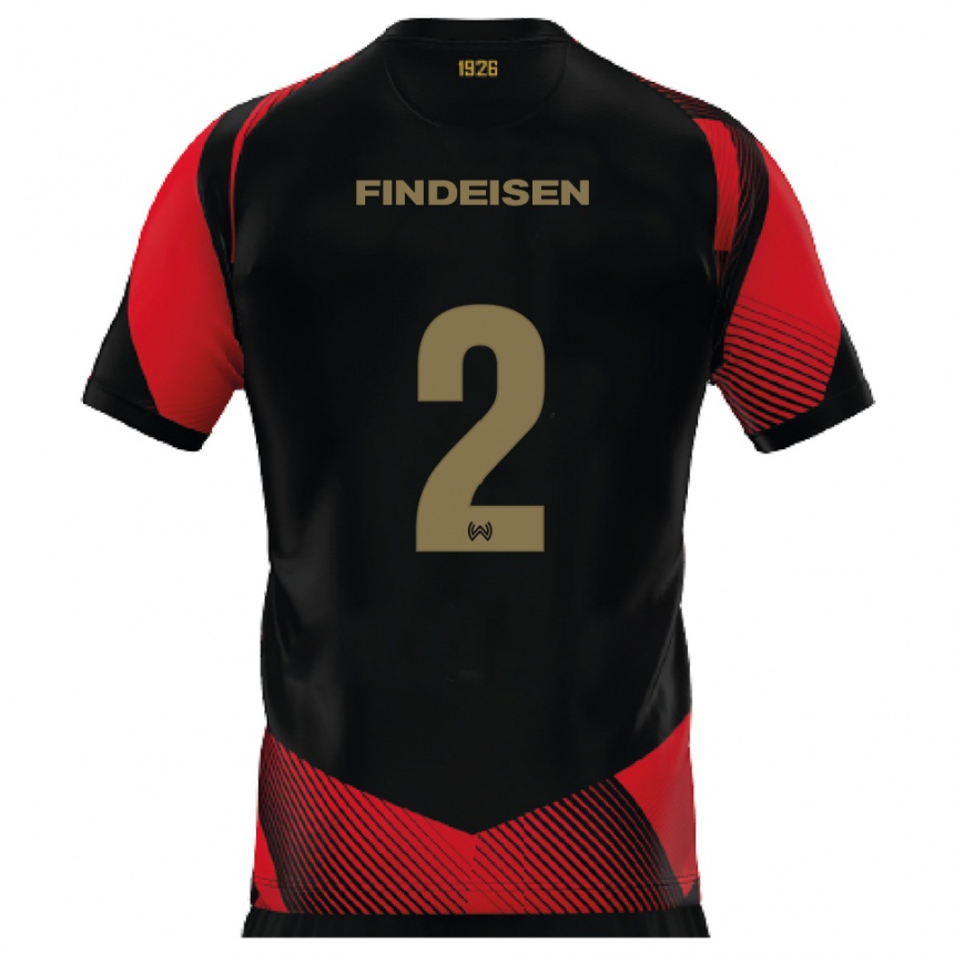 גברים כדורגל אדווין פינדייסן #2 שחור אדום ג'רזי ביתית 2025/26
