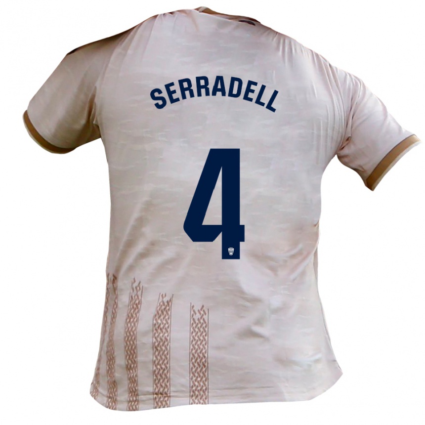 גברים כדורגל Álex Serradell #4 לבן מלוכלך חום הרחק ג'רזי 2025/26