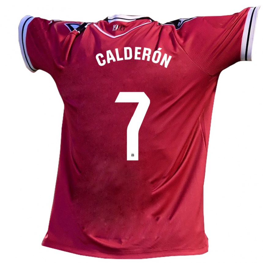 גברים כדורגל Carlos Calderón #7 בורדו שחור הרחק ג'רזי 2025/26