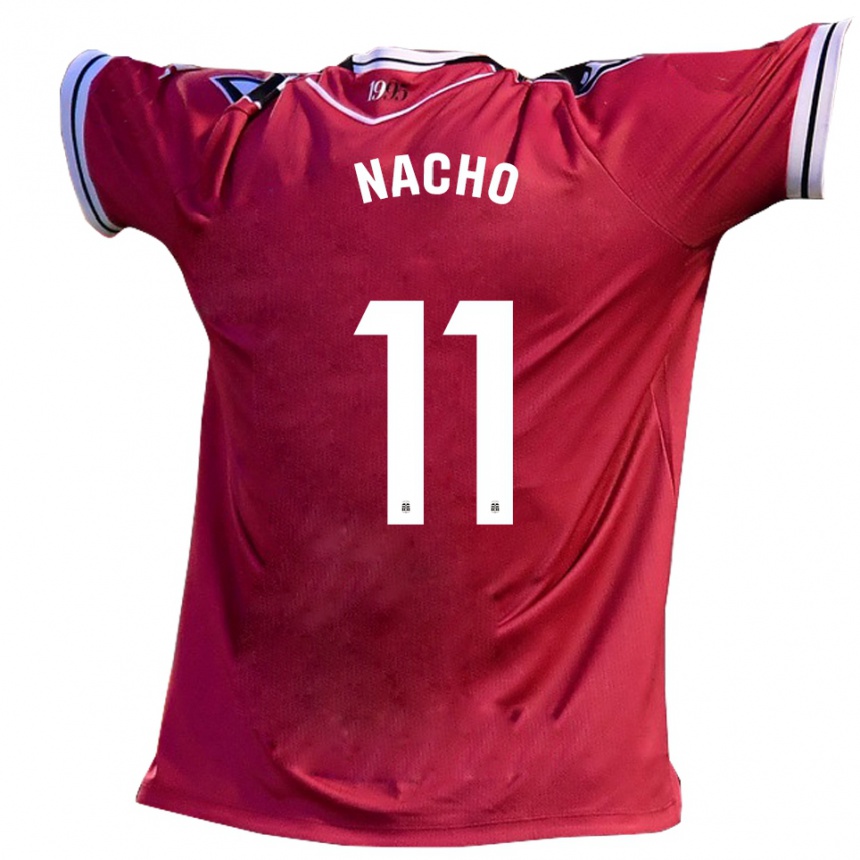 גברים כדורגל Nacho Sánchez #11 בורדו שחור הרחק ג'רזי 2025/26