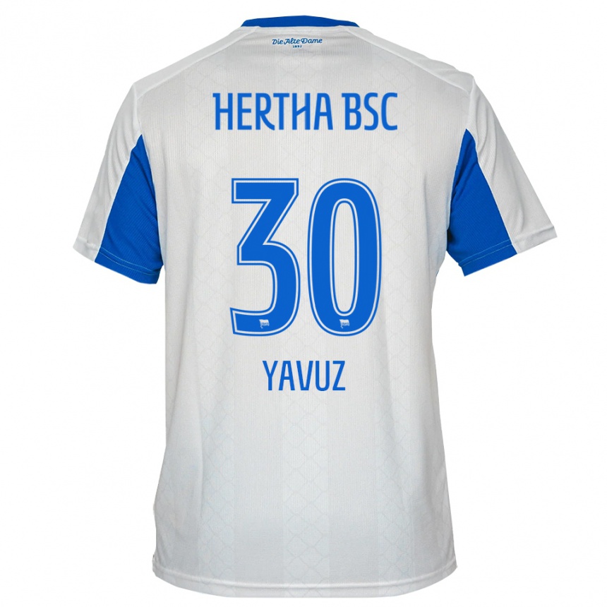 גברים כדורגל Senanur Yavuz #30 לבן כחול הרחק ג'רזי 2025/26