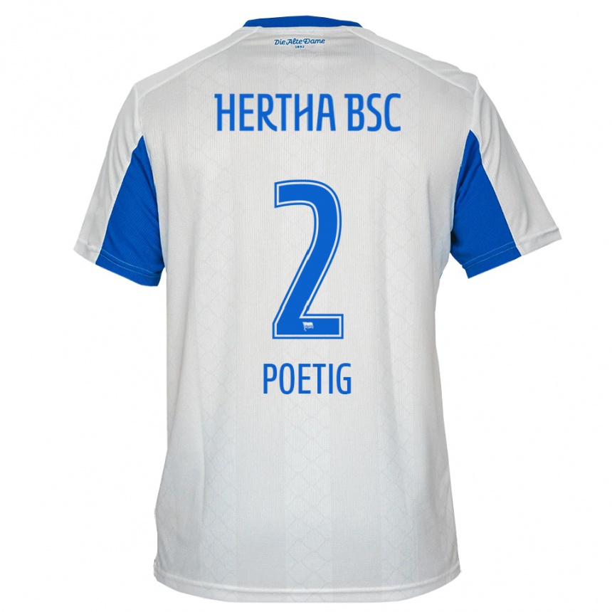 גברים כדורגל David Poetig #2 לבן כחול הרחק ג'רזי 2025/26