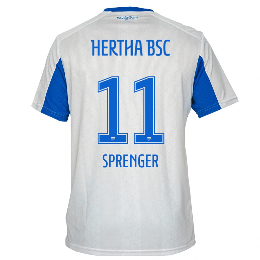 גברים כדורגל Tiago Sprenger #11 לבן כחול הרחק ג'רזי 2025/26
