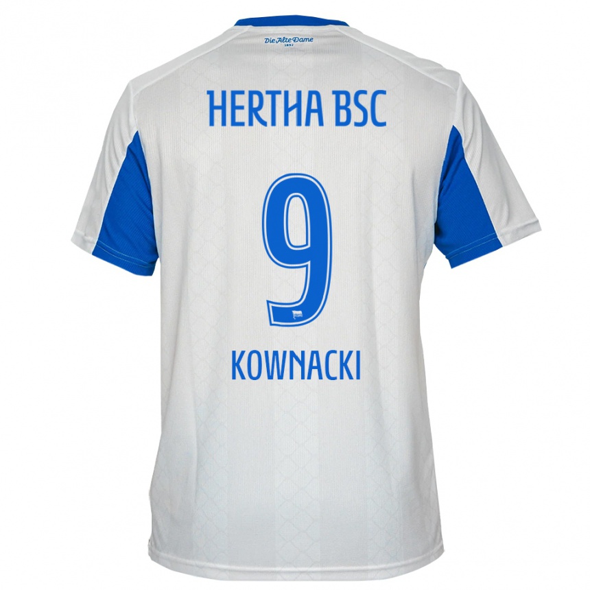 גברים כדורגל דוד קובנצקי #9 לבן כחול הרחק ג'רזי 2025/26