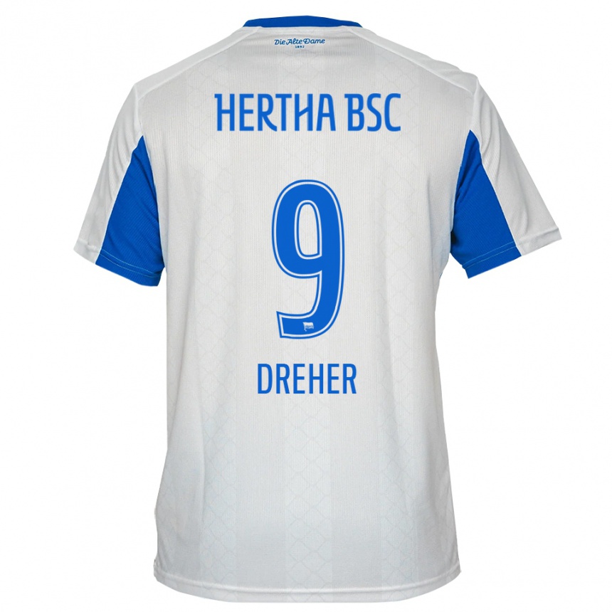 גברים כדורגל קלרה דרהר #9 לבן כחול הרחק ג'רזי 2025/26