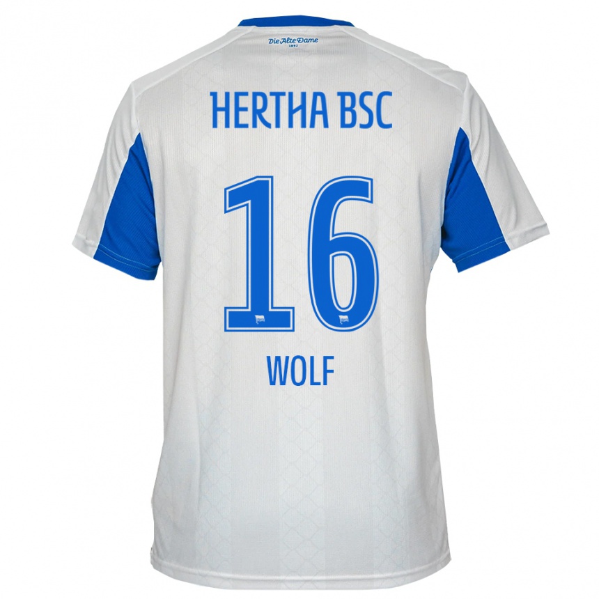 גברים כדורגל Colin Wolf #16 לבן כחול הרחק ג'רזי 2025/26