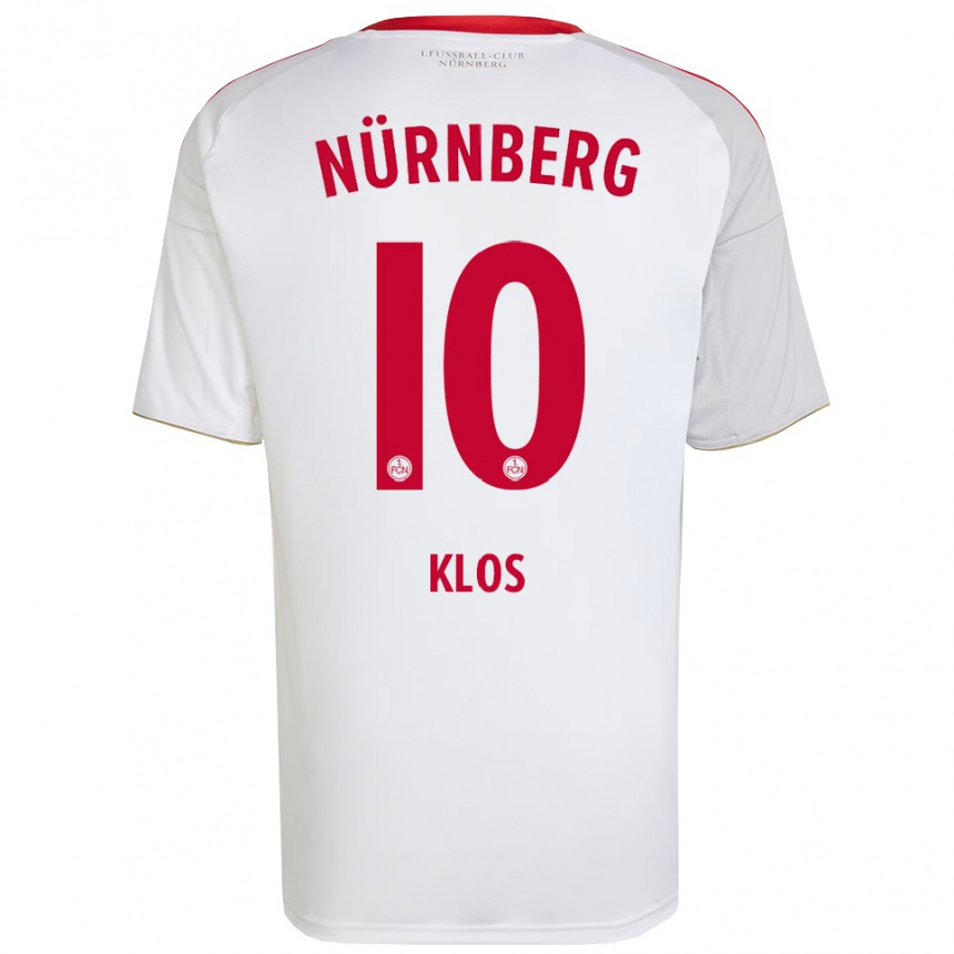 גברים כדורגל David Klos #10 לבן אדום הרחק ג'רזי 2025/26