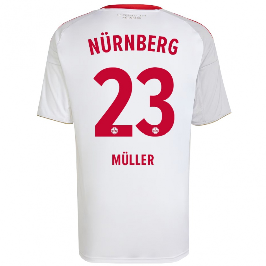 גברים כדורגל Paul Müller #23 לבן אדום הרחק ג'רזי 2025/26