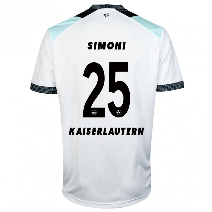 גברים כדורגל סימון סימוני #25 לבן שחור הרחק ג'רזי 2025/26