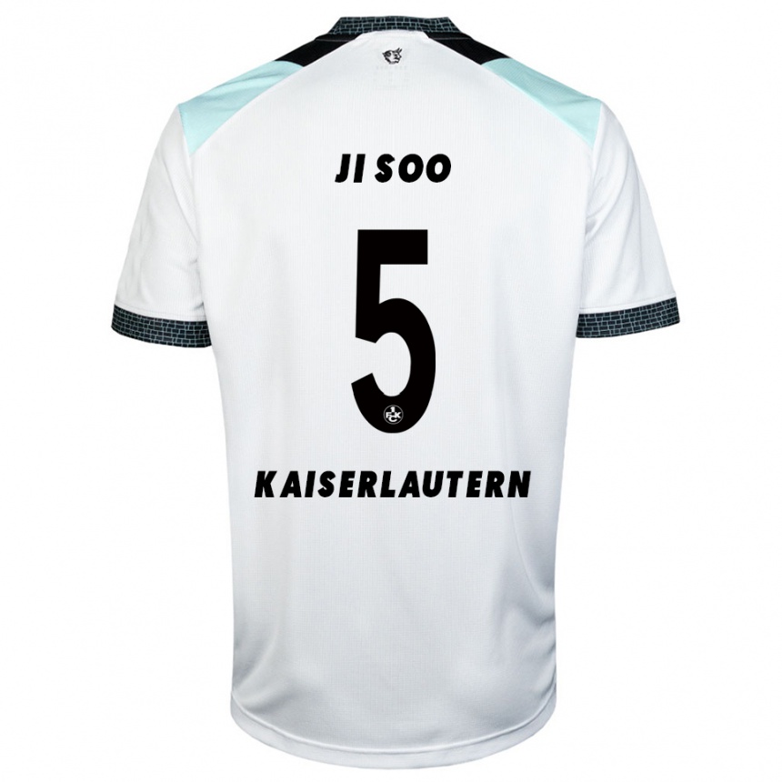 גברים כדורגל קים ג'י-סו #5 לבן שחור הרחק ג'רזי 2025/26