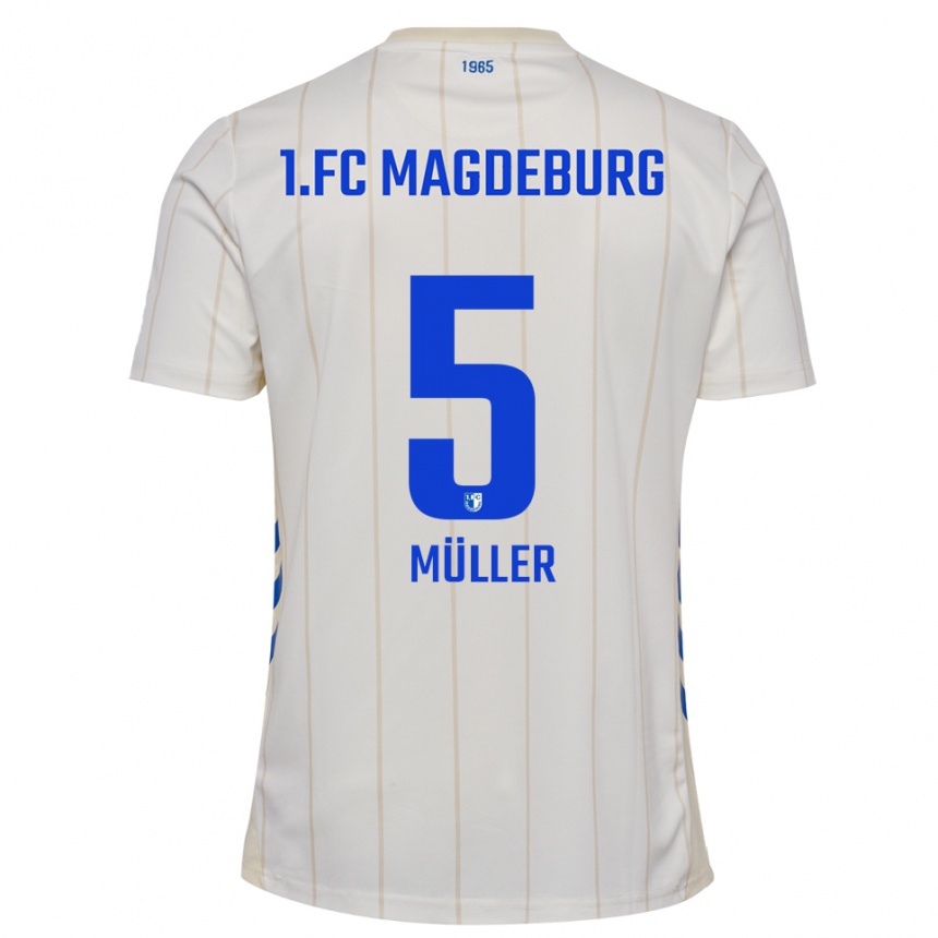 גברים כדורגל Tobias Müller #5 לבן כחול הרחק ג'רזי 2025/26