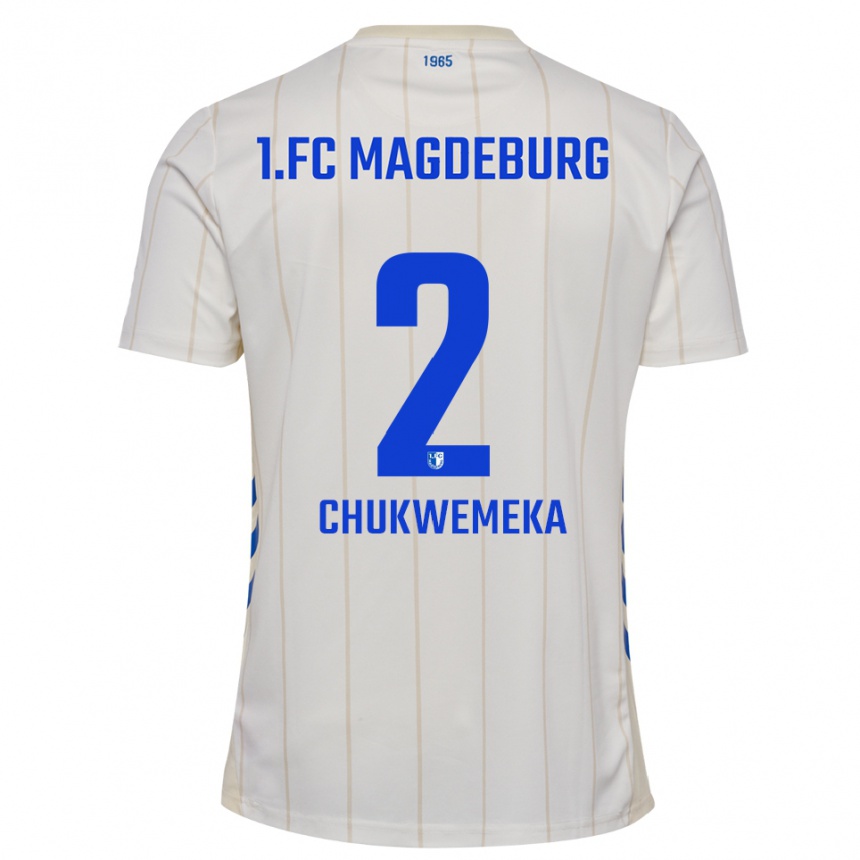 גברים כדורגל סטנסי שיסון צ׳וקווומקה #2 לבן כחול הרחק ג'רזי 2025/26