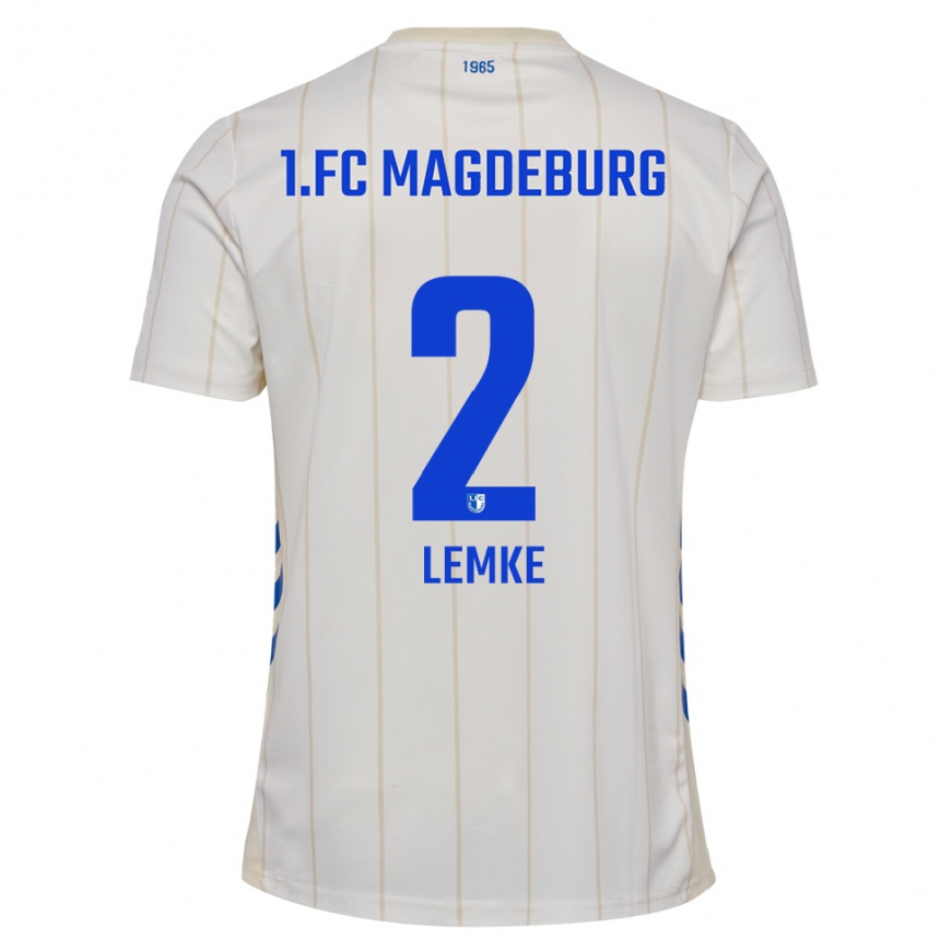 גברים כדורגל Rick Lemke #2 לבן כחול הרחק ג'רזי 2025/26