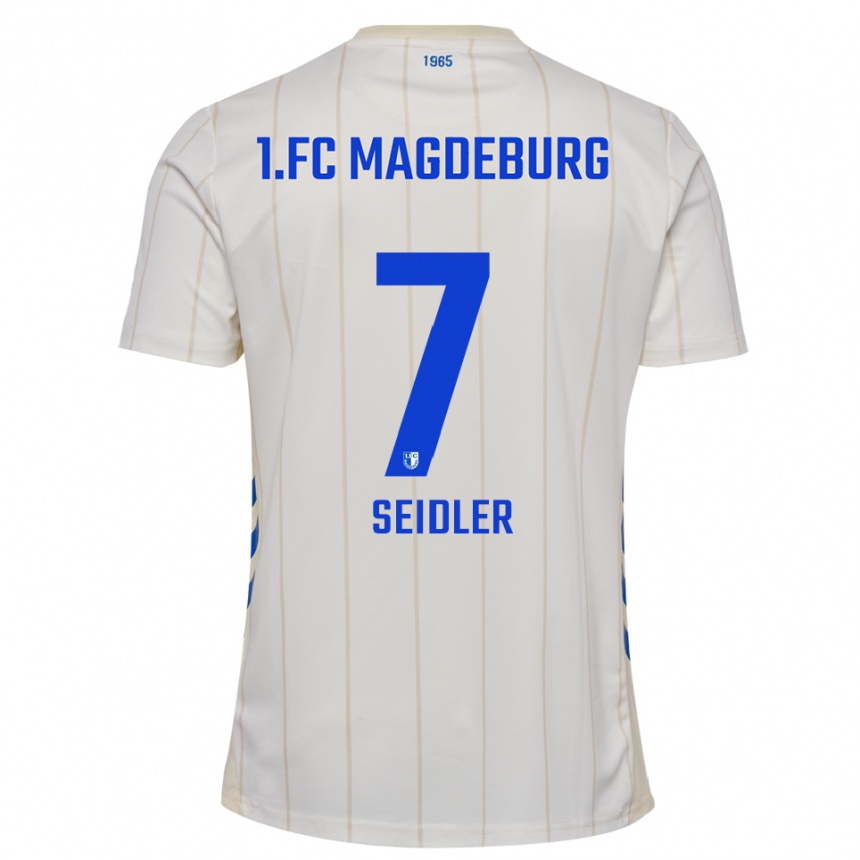 גברים כדורגל Wiebke Seidler #7 לבן כחול הרחק ג'רזי 2025/26