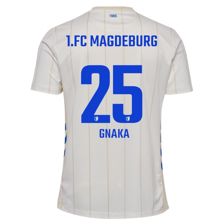 גברים כדורגל סילאס גנאקה #25 לבן כחול הרחק ג'רזי 2025/26