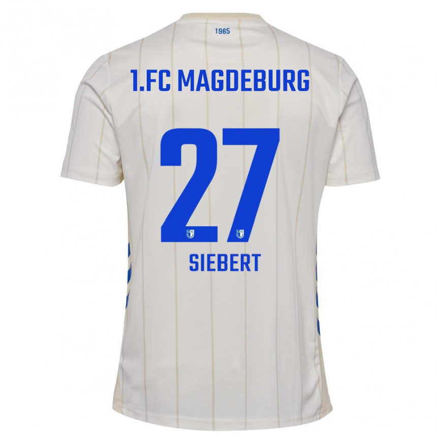 גברים כדורגל Marlon Siebert #27 לבן כחול הרחק ג'רזי 2025/26