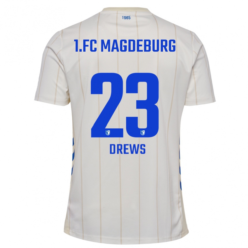 גברים כדורגל אדריאן דרעווס #23 לבן כחול הרחק ג'רזי 2025/26