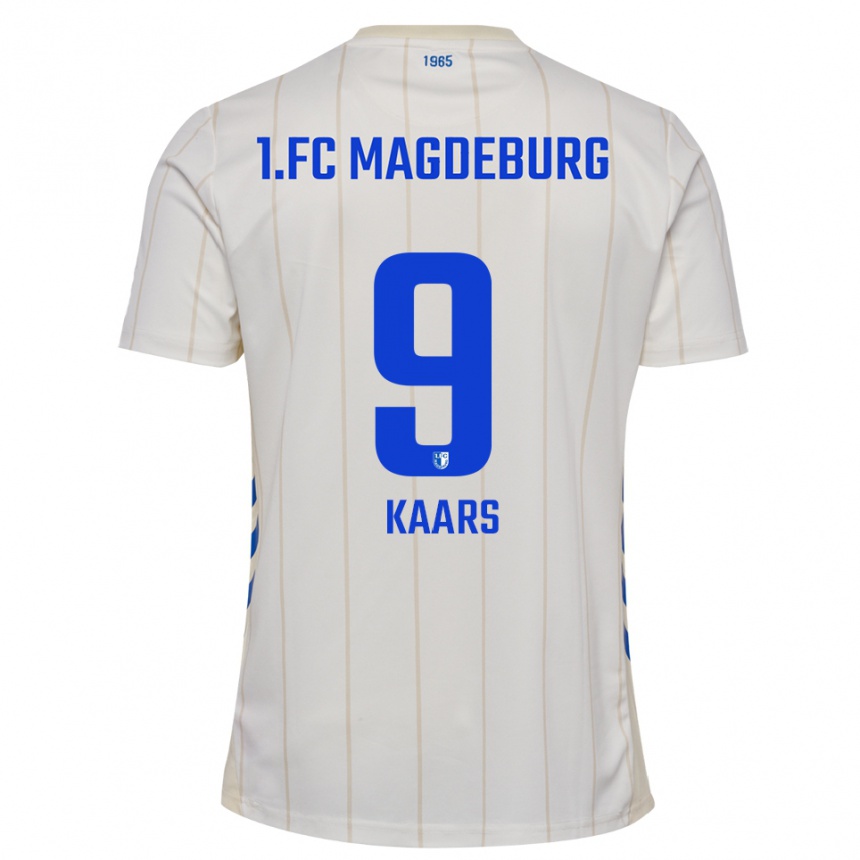 גברים כדורגל מרטיין קארס #9 לבן כחול הרחק ג'רזי 2025/26