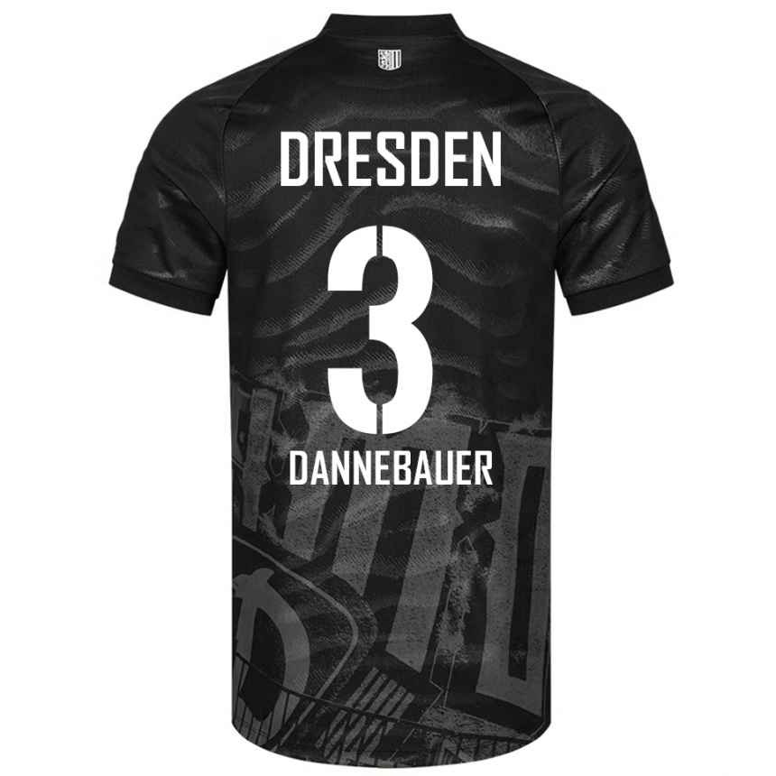 גברים כדורגל Elias Dannebauer #3 שחור אפור הרחק ג'רזי 2025/26