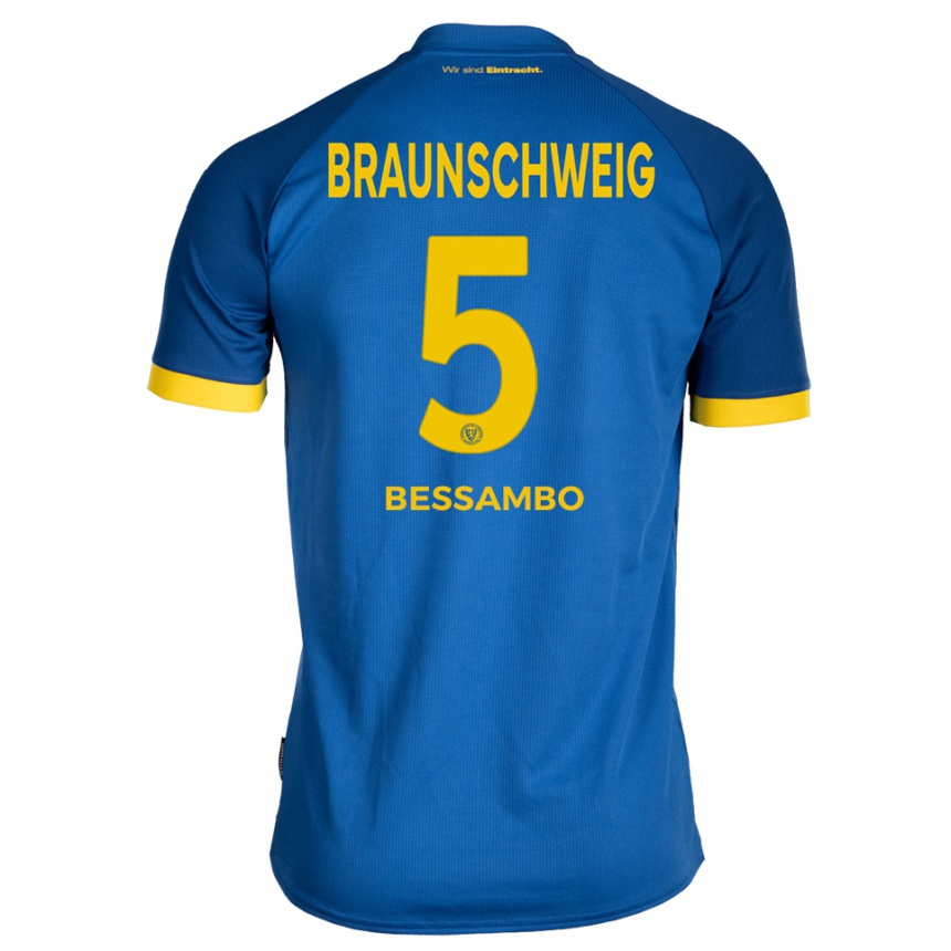 גברים כדורגל Chris-Calvin Bessambo #5 כחול רויאל צהוב הרחק ג'רזי 2025/26