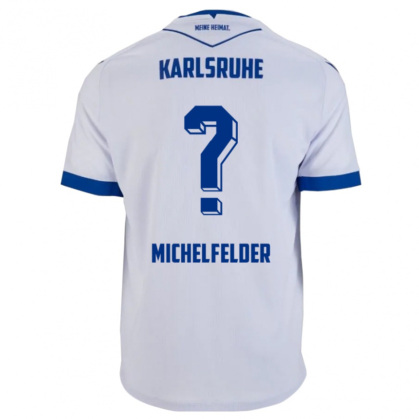 גברים כדורגל נורינה מייקלפלדר #0 לבן כחול הרחק ג'רזי 2025/26