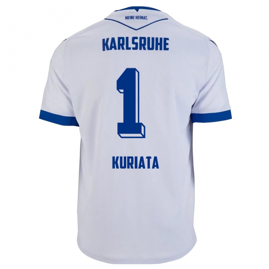 גברים כדורגל Malik Kuriata #1 לבן כחול הרחק ג'רזי 2025/26