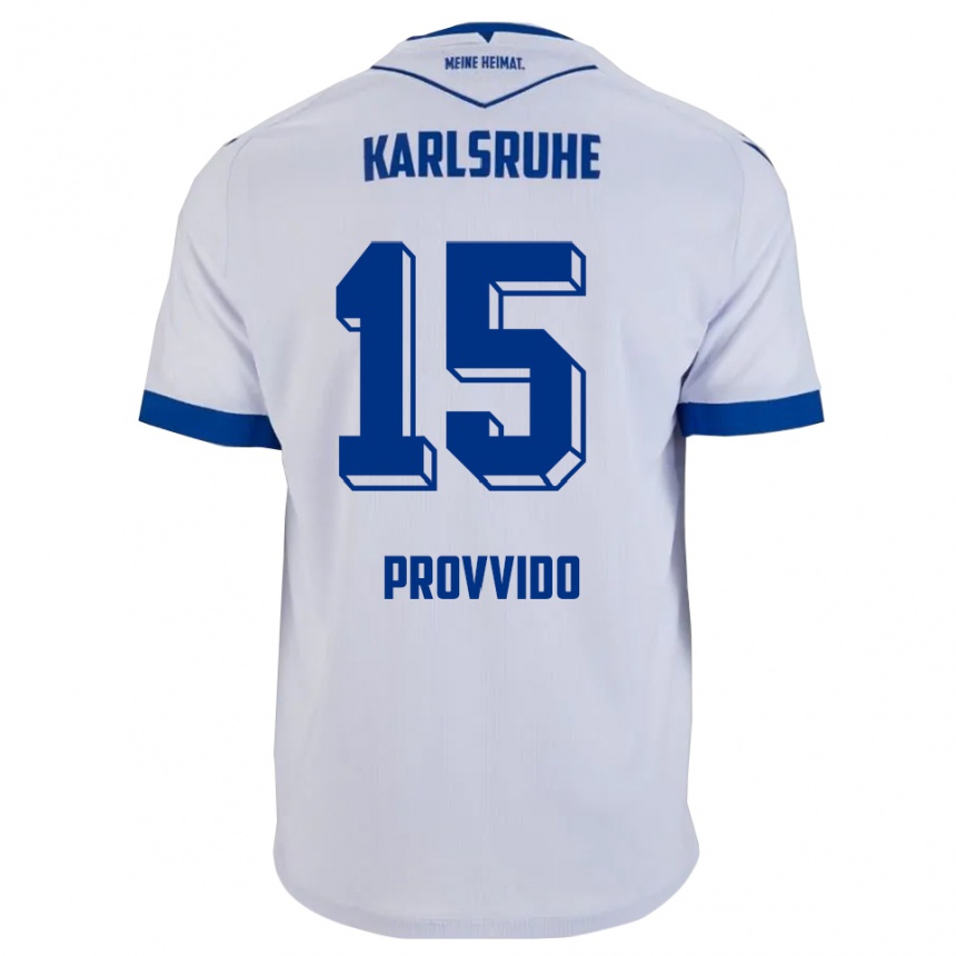 גברים כדורגל Luca Provvido #15 לבן כחול הרחק ג'רזי 2025/26