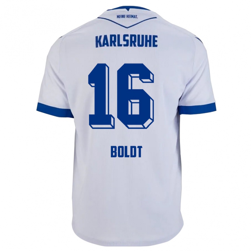 גברים כדורגל Tim Boldt #16 לבן כחול הרחק ג'רזי 2025/26