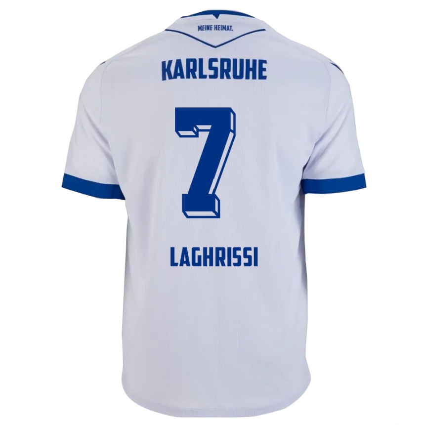 גברים כדורגל Eymen Laghrissi #7 לבן כחול הרחק ג'רזי 2025/26