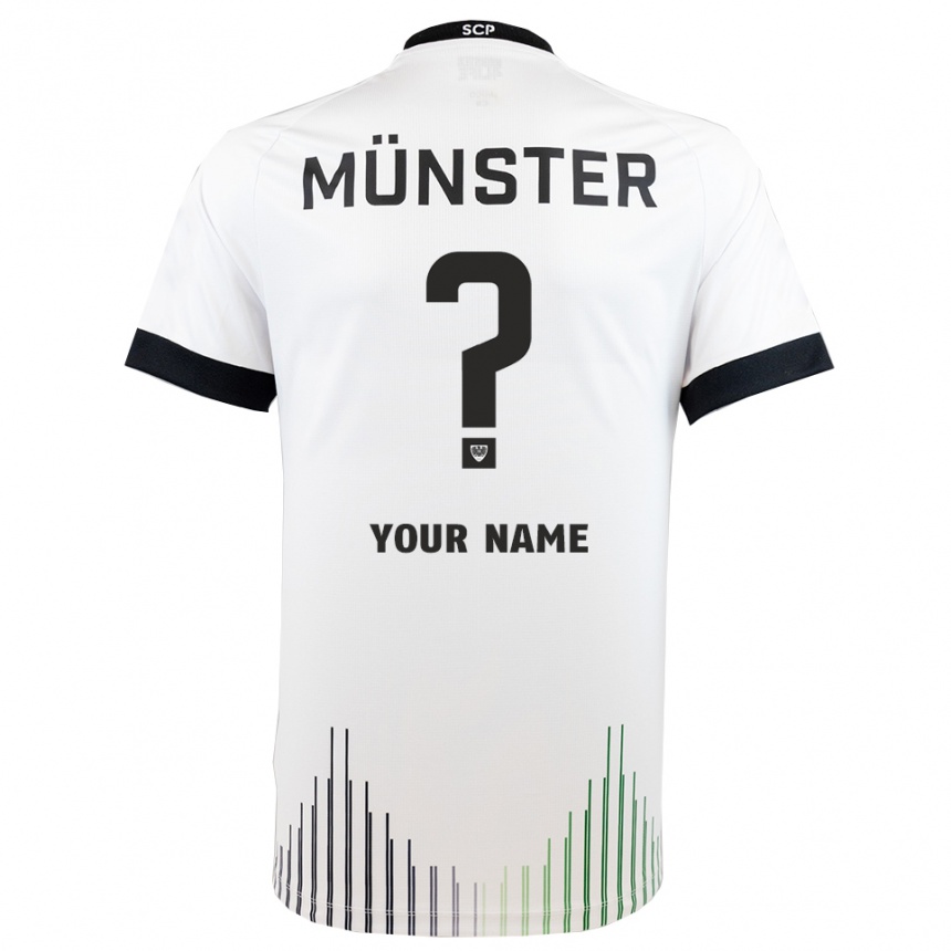 גברים כדורגל השם שלך #0 לבן שחור הרחק ג'רזי 2025/26