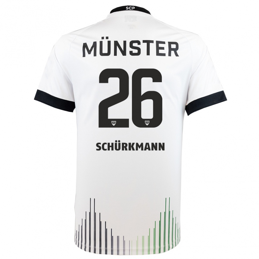 גברים כדורגל Christopher Schürkmann #26 לבן שחור הרחק ג'רזי 2025/26