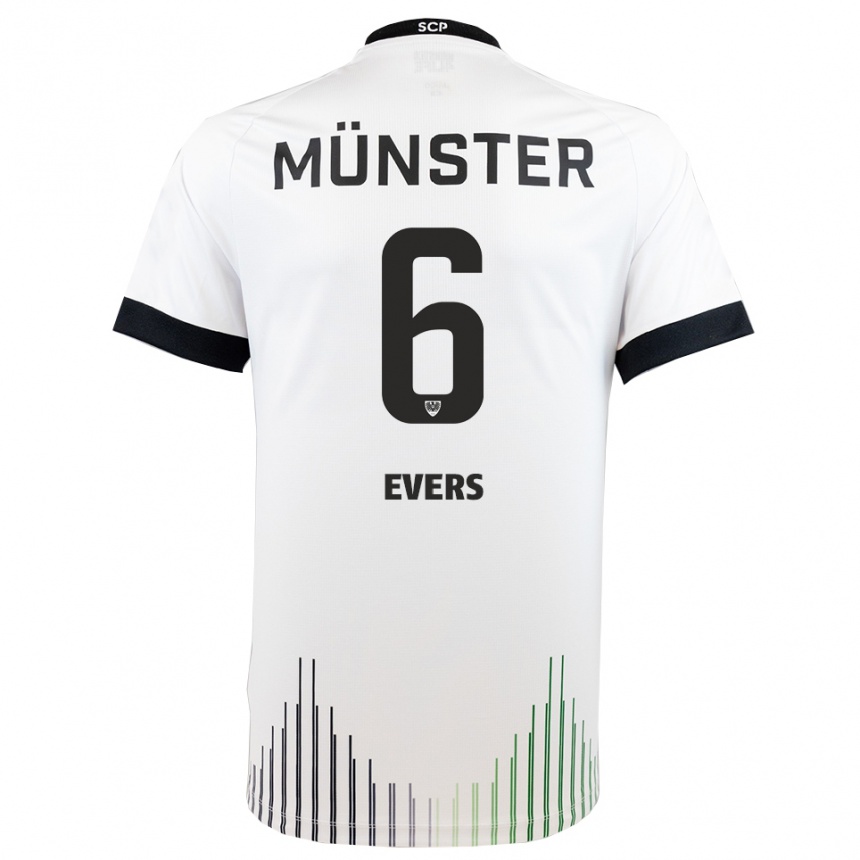 גברים כדורגל Benjamin Evers #6 לבן שחור הרחק ג'רזי 2025/26